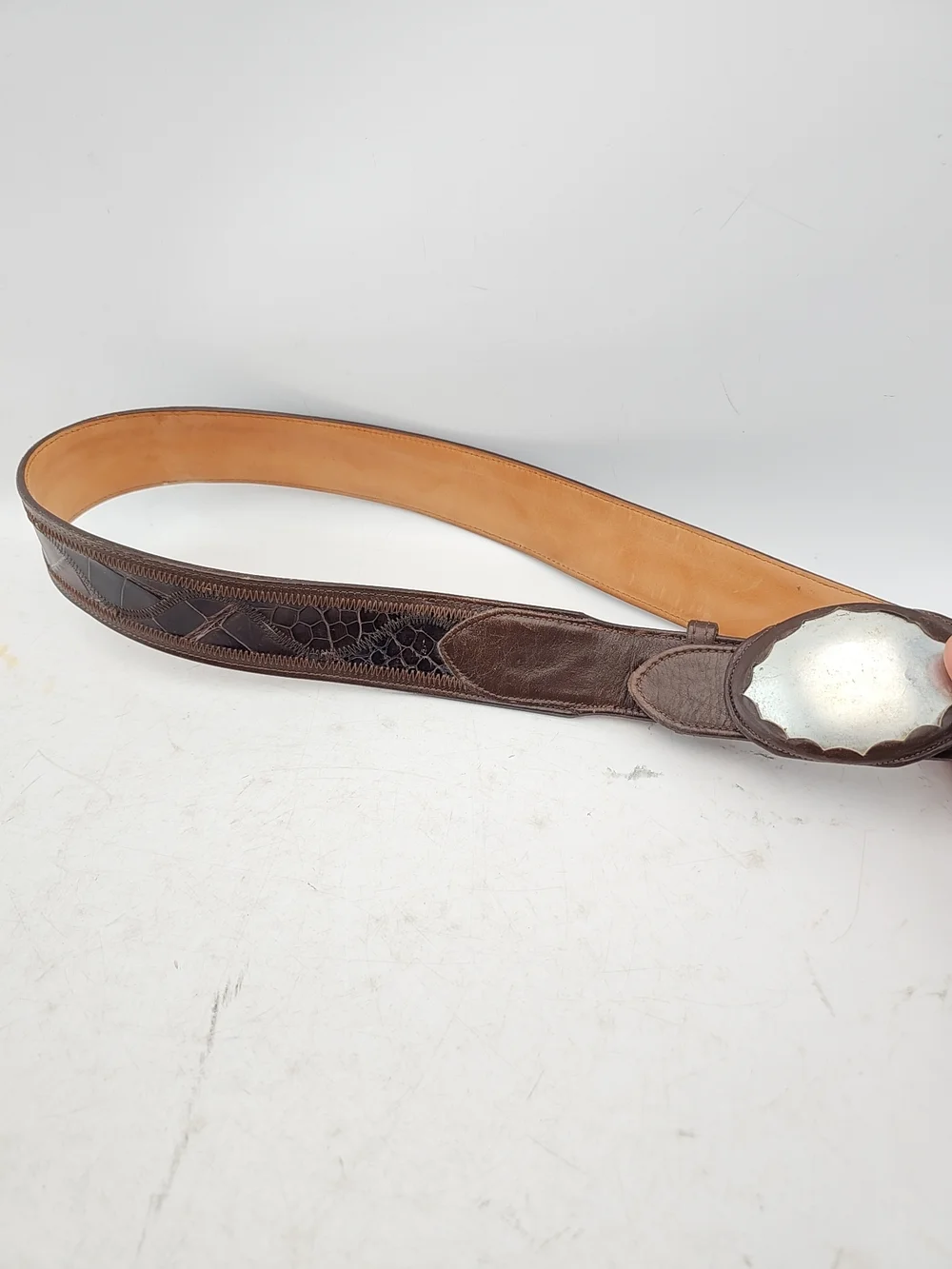 Nocona Genuine Crocodile Western Belt